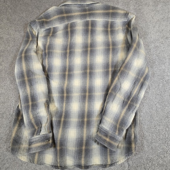 Tailor Vintage Reversible Flannel Shirt Mens Large Gray Green/Blue Plaid Stripes - Picture 3 of 9